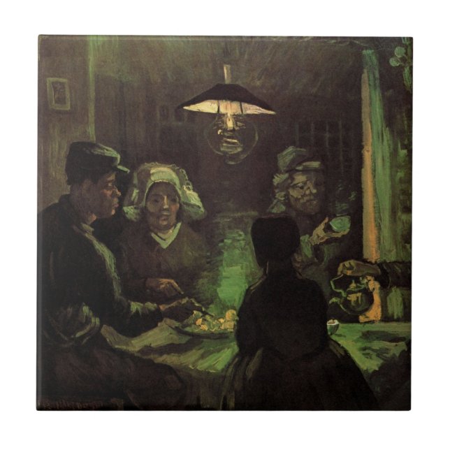Azulejo Los comedores de papa por Vincent van Gogh (Frente)