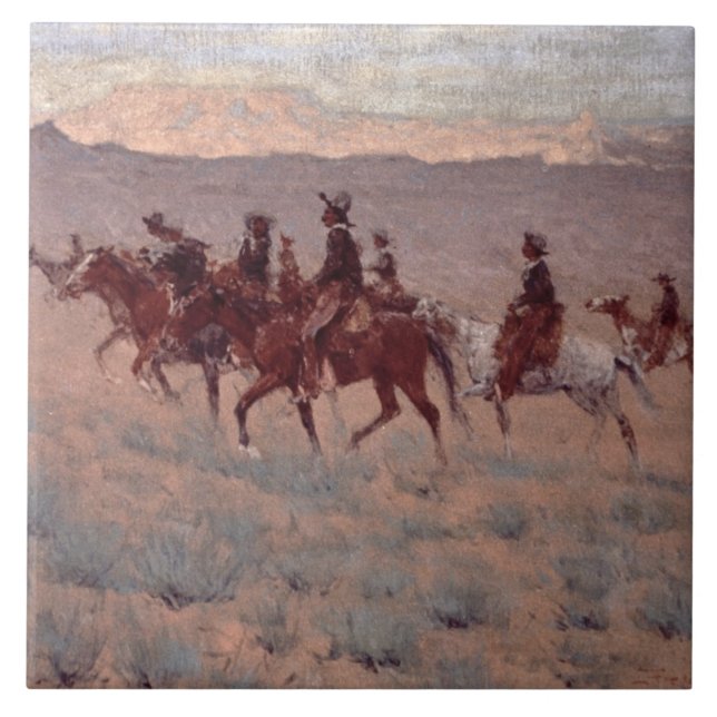 Azulejo Los Cowpunchers (w/c en el papel) (Frente)