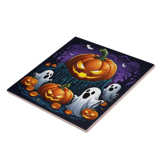 Azulejo Los fantasmas se reúnen por las calabazas brillant (Lado)