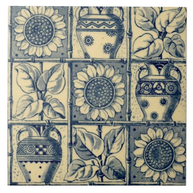 Azulejo Los girasoles Repro Blue & Buff Urgen Bamboo Trell (Frente)