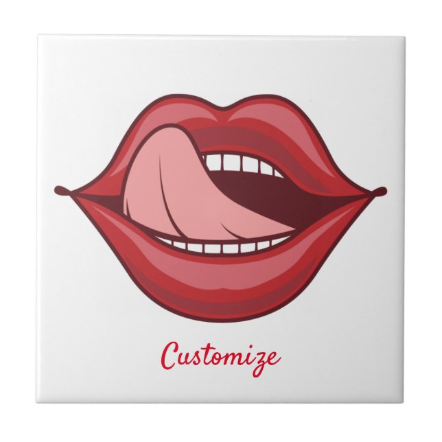 Azulejo Los labios rojos abren la boca, trueno (Frente)
