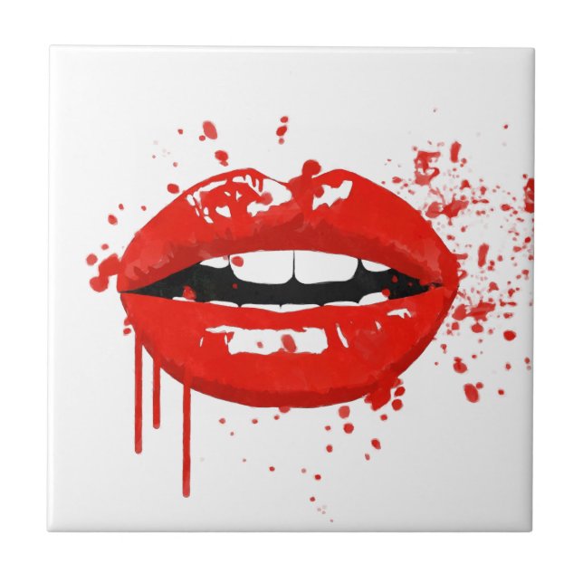 Azulejo Los labios rojos besan maquillaje de moda de belle (Frente)