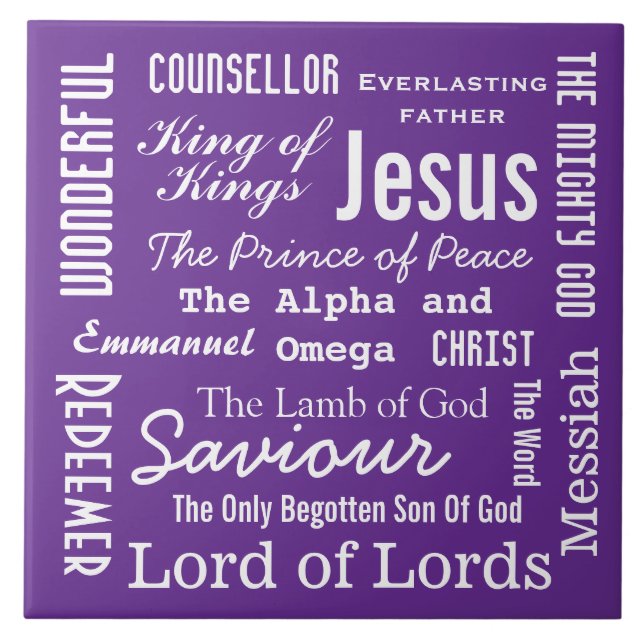 Azulejo Los nombres del texto blanco Jesús (Frente)