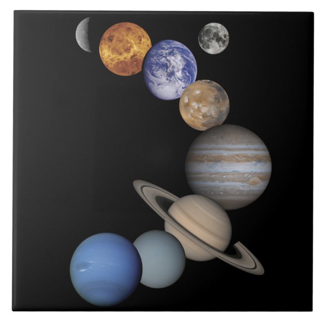 Azulejo Los planetas de nuestro sistema solar mosaico deco (Frente)