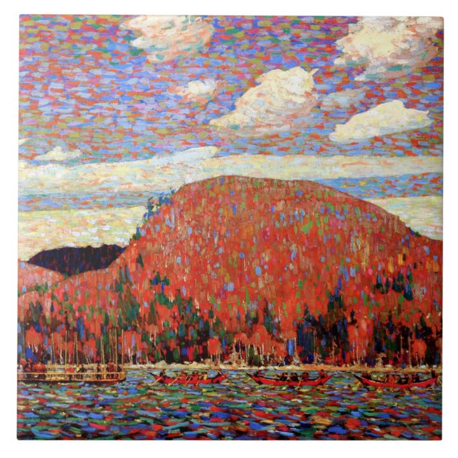 Azulejo Los punteros, arte fino pintado por Tom Thomson, (Frente)