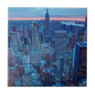 Azulejo Los rascacielos de Manhattan se encienden