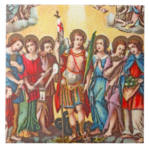 Azulejo Los Siete Arcángeles (CP 001; Cromolitografía)