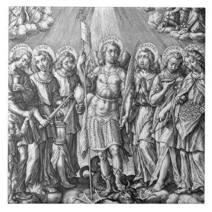 Azulejo Los Siete Arcángeles (M 034; Grabado)