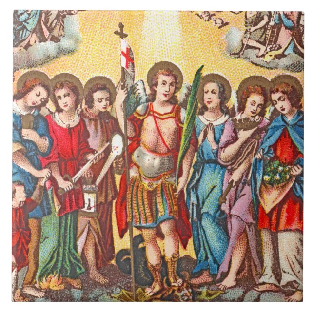 Azulejo Los Siete Archangels (CP 001; Cromolitografía) (Frente)