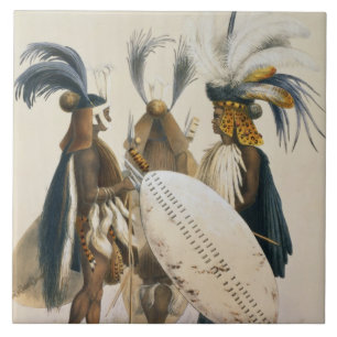 Azulejo Los soldados del Zulú de Army de rey Panda's,