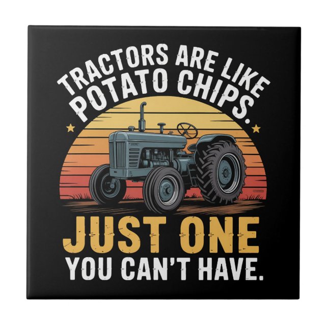 Azulejo Los tractores son como papas fritas (Frente)