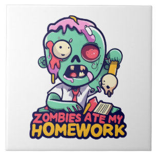 Azulejo Los zombies se comieron mi tarea
