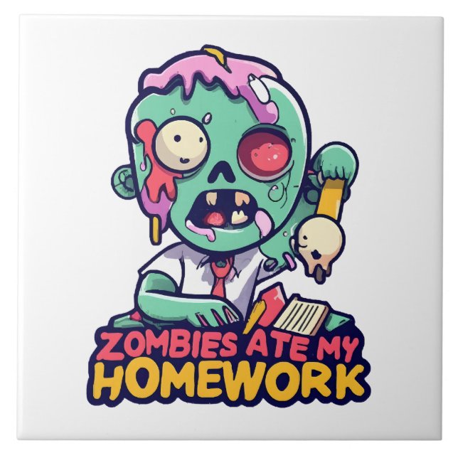 Azulejo Los zombies se comieron mi tarea (Frente)