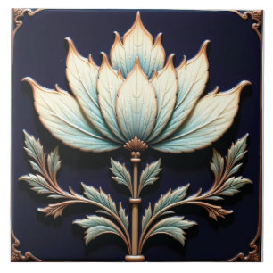 Azulejo Loto delicado del estanque azul profundo