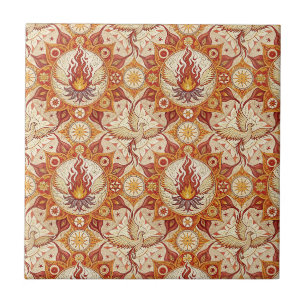 Azulejo Loto Mandala de la Llama Sagrada - Patrón de Fénix