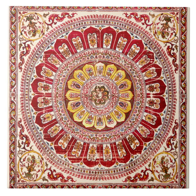 Azulejo Lotus Blossom Petal de la India antigua (Frente)