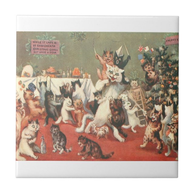 Azulejo Louis Wain Christmas Party (Frente)