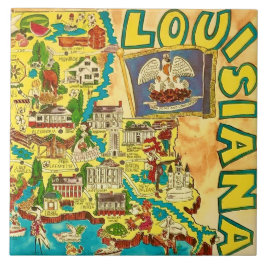 Azulejo Louisiana Colorful Map