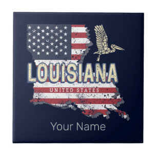 Azulejo Louisiana con diseño vintage de pelícano de EE. UU