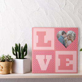Azulejo Love Couple Photo Pink Hearts Pattern Valentines