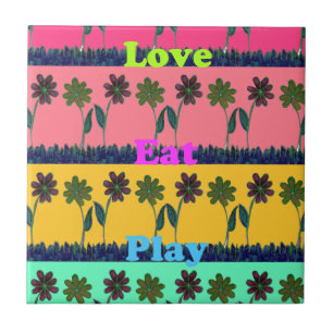 Azulejo Love Eat Play Art Print