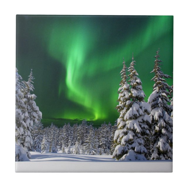 Azulejo Luces boreales durante el invierno (Frente)