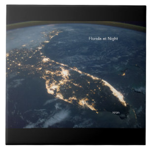 Azulejo Luces de Florida de noche, NASA es foto moderna