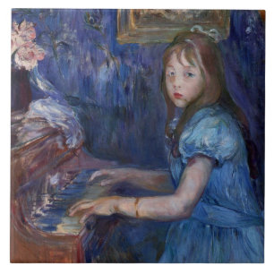 Azulejo Lucie Leon tocando el piano (por Berthe Morisot)