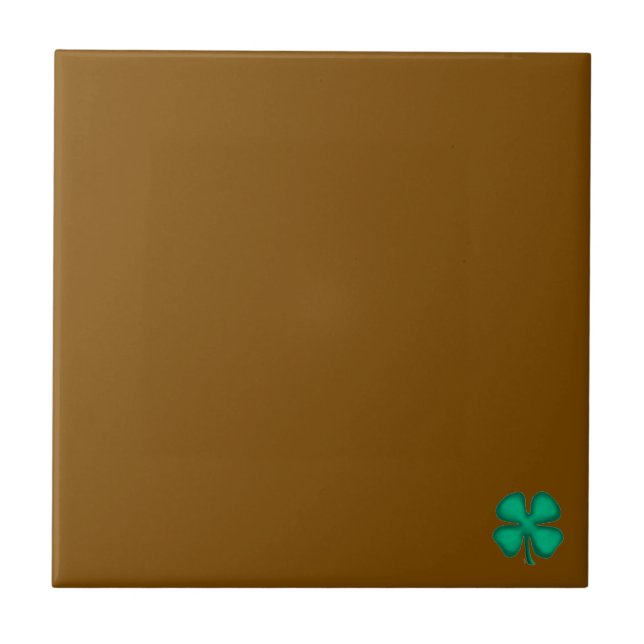 Azulejo Lucky 4 Leaf Irish Clover tiny brown small tile (Frente)