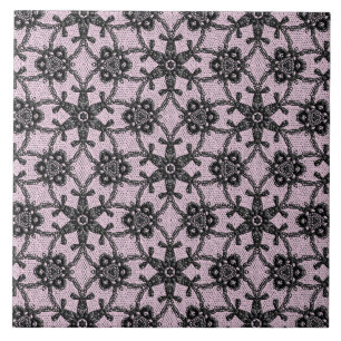 Azulejo Lugar antiguo - negro y rosa hielo