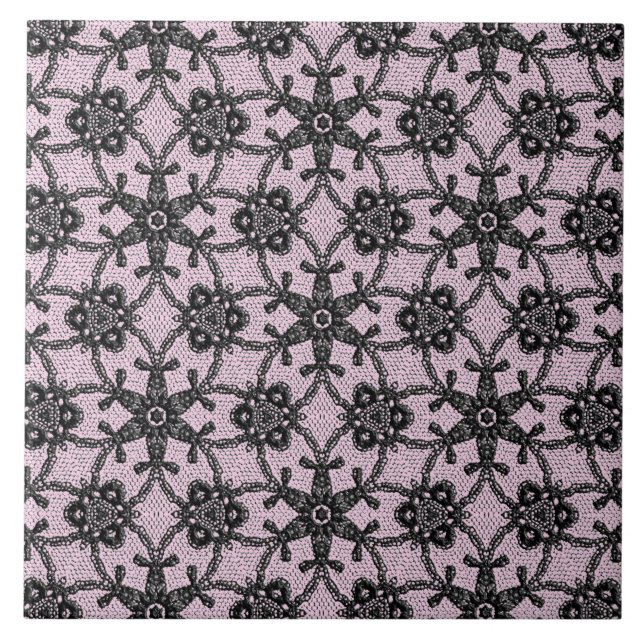 Azulejo Lugar antiguo - negro y rosa hielo (Frente)