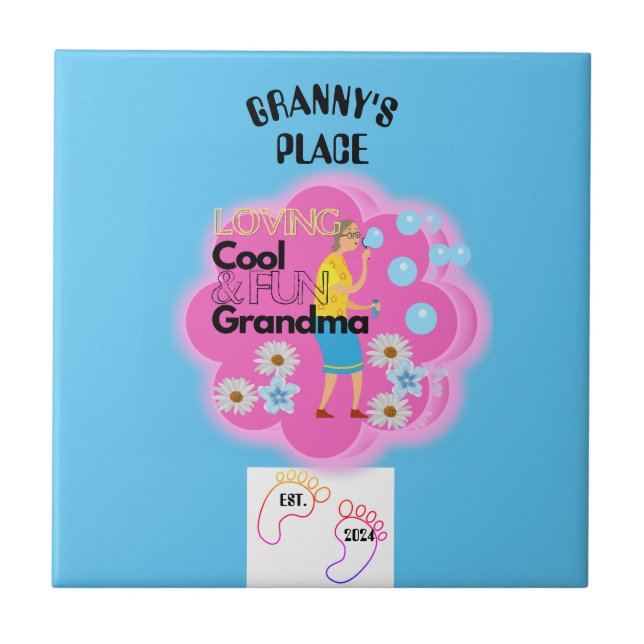 Azulejo Lugar de la abuela de los años 70 retro (Frente)