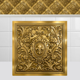 Azulejo Lujo Antique Oro Francés Fleur de Lys Regencia