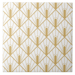 Azulejo Lujo Art Déco en oro y blanco