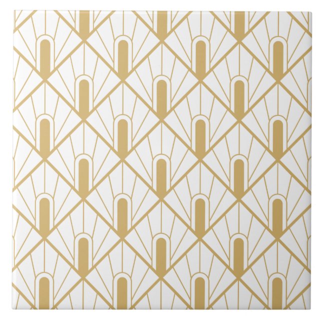 Azulejo Lujo Art Déco en oro y blanco (Frente)