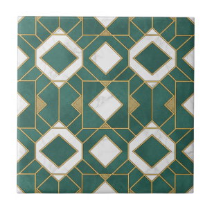 Azulejo Lujo Art Deco geométrico sin costuras en verde tur
