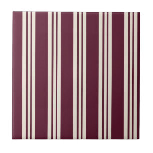 Azulejo Lujo Burgundy Marfil Rayado Moderno de Moda