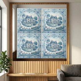 Azulejo Lujo de Cottage Francés Marco Floral Vivienda Camp