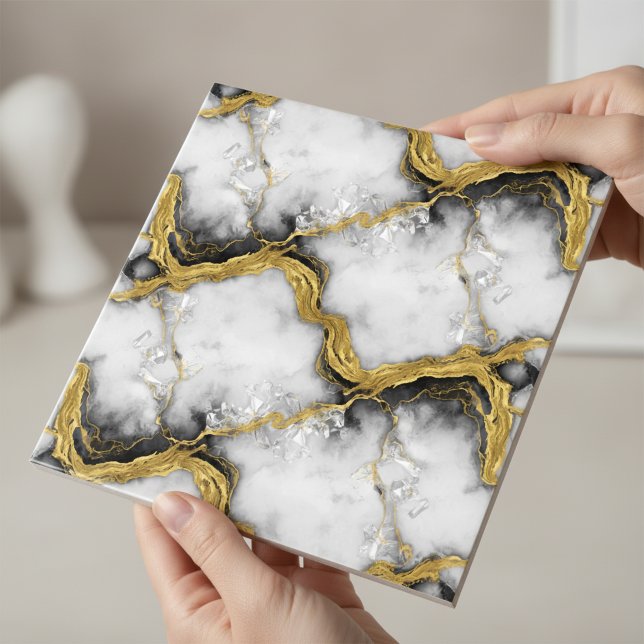 Azulejo Lujo Líquido Oro Mármol Blanco Elegante (Subido por el creador)