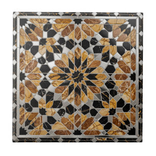 Azulejo Lujo Moderno Mármol Negro Oro Plata Marroquí