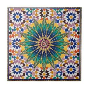 Azulejo Lujo Mosaico Estrella Zellij Marroquí Verde Esmera
