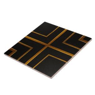 Azulejo Lujo Negro Geométrico Barra Decorativa Tarjeta T