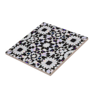 Azulejo Lujo Opal Marruecos Zellij Estrella Negro y Blanco