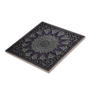Azulejo Lujo Zellij Marroquí 3D Gótico Púrpura y Negro 