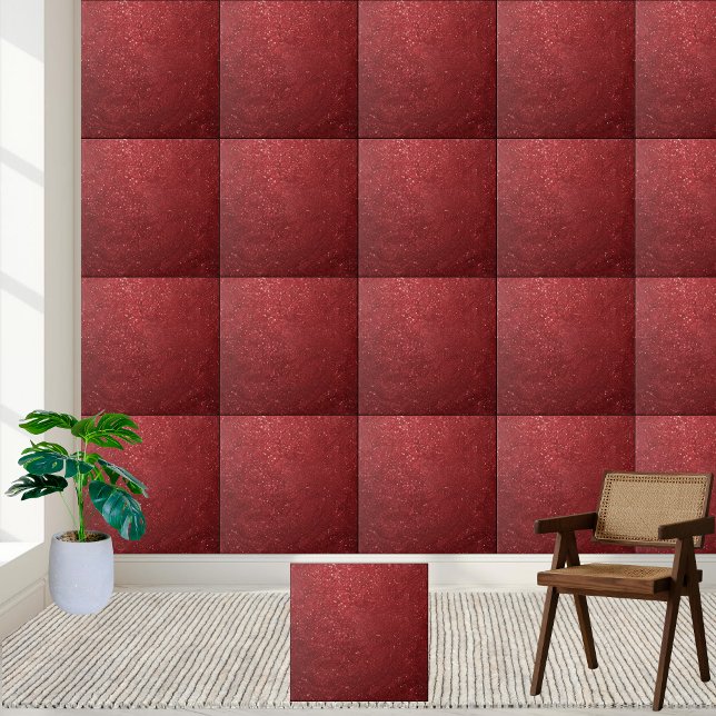 Azulejo Lujoso parqué radiante rojo Purpurina elegante (Luxurious Radiant Red Glitter Stylish Wall Floor Ceramic Tile)