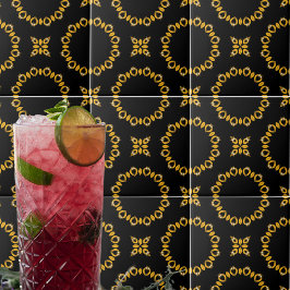 Azulejo Lujoso y brillante patrón elegante oro y negro