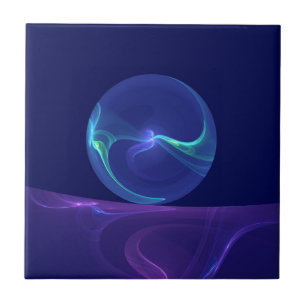 Azulejo Luminoso sueño morado azul abstracto arte fractal