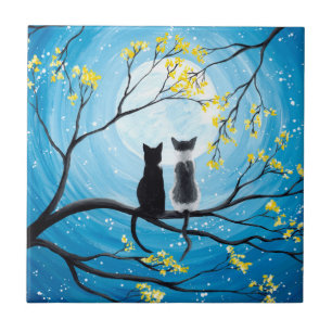 Azulejo Luna caprichosa con gatos