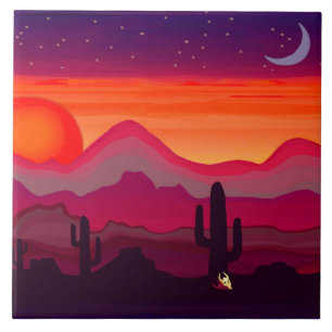 Azulejo Luna de Cactus del Desierto