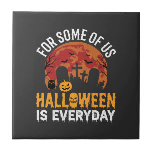 Azulejo Luna de cementerio espeluznante de Halloween todos